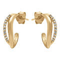 Boucles d'oreille tige en plaqu&eacute; or vague avec oxydes blancs