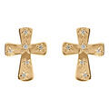 Boucles d'oreille sur Artemare : Boucles d'oreille tige en plaqu&eacute; or croix avec oxydes blancs