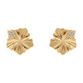 Boucles d'oreille tige en plaqu&eacute; or fleur hibiscus et oxydes blancs