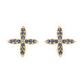 Boucles d'oreille sur Artemare : Boucles d'oreille tige en plaqu&eacute; or croix orn&eacute;e d'oxydes bleus