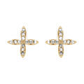 Boucles d'oreille tige en plaqu&eacute; or croix orn&eacute;e d' oxydes blancs