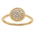 Bague en plaqu&eacute; or motif rond pav&eacute; d'oxydes blancs