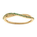 Bagues sur Artemare : Bague en plaqu&eacute; or crois&eacute;e avec oxydes vert sertis