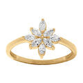 Bague en plaqu&eacute; or motif fleur orn&eacute; d'oxydes blancs