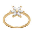 Bague en plaqu&eacute; or motif fleur six p&eacute;tales orn&eacute;s d'oxydes blancs Artemare