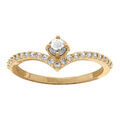 Bague en plaqu&eacute; or forme V vec oxydes blancs et un oxyde central serti Artemare
