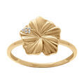 Bagues sur Artemare : Bague en plaqu&eacute; or motif fleur textur&eacute; et oxydes blancs