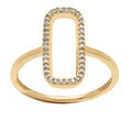 Bague en plaqu&eacute; or forme rectangle avec contour d'oxydes blancs sertis Artemare