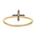 Bague en plaqu&eacute; or avec croix orn&eacute;e d'oxydes bleus Artemare