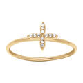 Bague en plaqu&eacute; or avec croix orn&eacute;e d'oxydes blancs