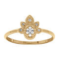Bagues sur Artemare : Bague en plaqu&eacute; or motif ornement serti d'oxydes