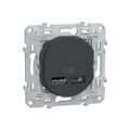 Prise &agrave; encastrer s&eacute;rie odace aluminium 1 pi&egrave;ce(s) prise usb double odace aluminium &agrave; encastrer 1 composable usb standard - schneider