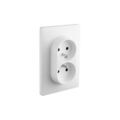 Electricit&eacute; sur Annecy : Prise &agrave; encastrer caly blanc 1 pi&egrave;ce(s) prise double 2p+t verticale caly blanc &agrave; encastrer monobloc 2 2p+t vertical - debflex
