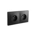 Electricit&eacute; sur Annecy : Prise &agrave; encastrer caly noir 1 pi&egrave;ce(s) prise double 2p+t horizontale caly noir &agrave; encastrer monobloc 2 2p+t horitonzal - debflex