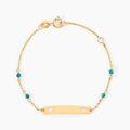 Bijoux sur Grenoble : Histoire d'Or Bracelet Identit&eacute; Emna Or Jaune Turquoise