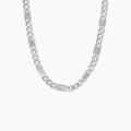 Bijoux sur Grenoble : Histoire d'Or Collier Jeremi Maille Alternee 1/3 Et Plaquettes Argent Blanc