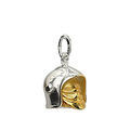 Pendentif en argent rhodi&eacute; casque de pompier avec visi&egrave;re amovible petit mod&egrave;le