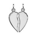 Pendentif en argent rhodi&eacute; coeur &agrave; partager en zig-zag