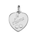 Pendentifs sur Artemare : Pendentif en argent coeur grav&eacute; "Je t'aime" et d&eacute;coup&eacute; 2 petits coeurs