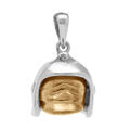 Pendentifs sur Artemare : Pendentif en argent rhodi&eacute; casque de pompier avec visi&egrave;re amovible grand mod&egrave;le