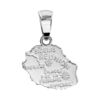 Pendentif en argent rhodi&eacute; carte de l'&icirc;le de la R&eacute;union