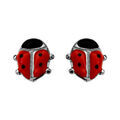 Boucles d'oreilles en argent coccinelle color&eacute;e et fermoir poussette