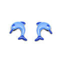 Boucles d'oreille sur Artemare : Boucles d'oreilles enfant en argent dauphin bleu et fermoir poussette