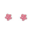 Boucles d'oreilles pour enfant en argent fleur rose et points rouges Artemare