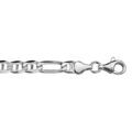 Cha&icirc;ne en argent rhodi&eacute; maille marine altern&eacute;e 1+3 - largeur 6mm et longueur 50cm Artemare