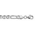 Cha&icirc;ne en argent rhodi&eacute; maille marine altern&eacute;e 1+3 - largeur 6mm et longueur 55cm