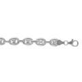 Bracelet en argent cha&icirc;ne maille grains de caf&eacute; largeur 9mm et longueur 18cm