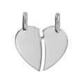 Pendentif en argent coeur &agrave; partager &agrave; graver moyen mod&egrave;le