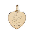 Pendentif en plaqu&eacute; or coeur grav&eacute; "Je t'aime" et d&eacute;coup&eacute; 2 petits coeurs