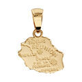 Pendentif en plaqu&eacute; or carte de l'&icirc;le de la R&eacute;union Artemare