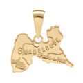 Pendentif en plaqu&eacute; or carte de Guadeloupe