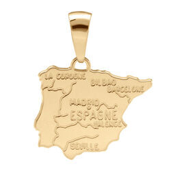 Pendentif en plaqu&eacute; or carte d'Espagne