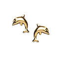 Boucles d'oreilles en plaqu&eacute; or dauphin et fermoir poussette Artemare