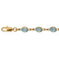 Bracelets sur Artemare : Bracelet en plaqu&eacute; or maillons orn&eacute;s oxydes bleus en forme de navette - longueur 16+3cm