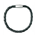 Bracelets sur Artemare : Bracelet en cuir noir tress&eacute; et fermoir acier