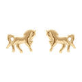 Boucles d'oreilles en plaqu&eacute; or cheval et fermoir poussette
