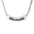 Colliers sur Artemare : Collier en argent cha&icirc;ne avec pendentif plaque pr&eacute;nom &agrave; graver en demi lune - longueur 40cm