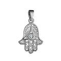 Pendentifs sur Artemare : Pendentif en argent main de Fatma ouvrag&eacute;e et orn&eacute;e d'1 oxyde blanc