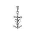 Pendentif en argent rhodi&eacute; croix camarguaise petit mod&egrave;le - 27mm X 14mm - Symbole de la Camargue, tridents, ancre et coeur Artemare