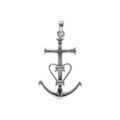 Pendentif en argent rhodi&eacute; croix camarguaise grand mod&egrave;le - Symbole de la Camargue, tridents, ancre et coeur