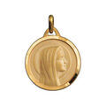 Pendentif m&eacute;daille en plaqu&eacute; or vierge Marie en relief et bord brillant Artemare