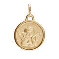 Pendentifs sur Artemare : Pendentif m&eacute;daille en plaqu&eacute; or avec ange et bord brillant