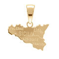 Pendentif en plaqu&eacute; or carte de la Sicile Artemare