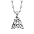Colliers sur Artemare : Collier en argent rhodi&eacute; cha&icirc;ne avec pendentif initiale A orn&eacute;e d'oxydes blancs - longueur 45cm