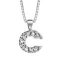 Colliers sur Artemare : Collier en argent rhodi&eacute; cha&icirc;ne avec pendentif initiale C orn&eacute;e d'oxydes blancs - longueur 45cm