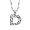 Colliers sur Artemare : Collier en argent rhodi&eacute; cha&icirc;ne avec pendentif initiale D orn&eacute;e d'oxydes blancs - longueur 45cm